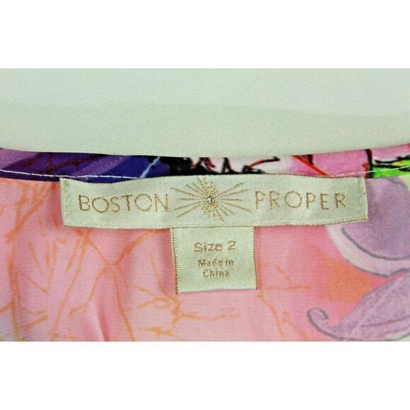 Boston Proper Artsy Blouse Top Butterfly Colorful Cap Sleeve Womens Size 2 - Picture 4 of 5
